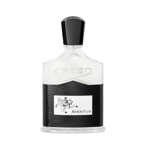 Bočica Creed Aventus Eau de Parfum 100 ml, elegantan crno-sivi dizajn sa zlatnim detaljima