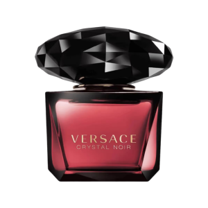 Bočica Versace Crystal Noir Eau de Toilette ženskog parfema 90 ml, crni dizajn sa zlatnim detaljima
