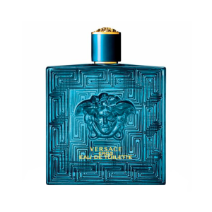 Bočica Versace Eros Eau de Toilette muškog parfema 100 ml, plavi dizajn sa zlatnim detaljima